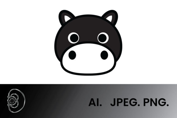 Download Black and White Cute Hippo Illustration - Hippo illustration Collection