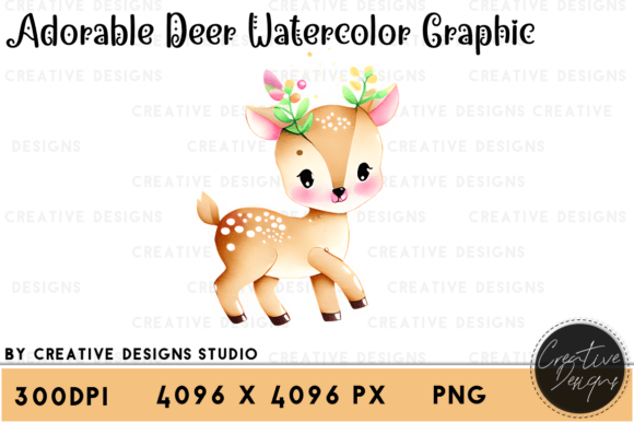 Download Watercolor Adorable Deer Graphic Set - Deer graphic Collection