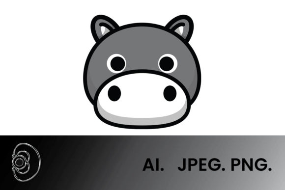 Download Grayscale Cute Hippo Illustration - Hippo illustration Collection