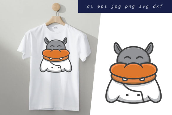 Download Bread Hippo Illustration Design - Hippo illustration Collection